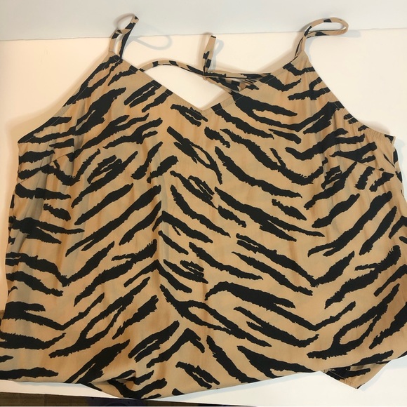 Woman’s zebra print golden  beige and black tank top size large - Picture 7 of 12